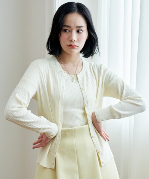 ANAYI（アナイ）の「コットンカシミヤワイドリブ カーディガン