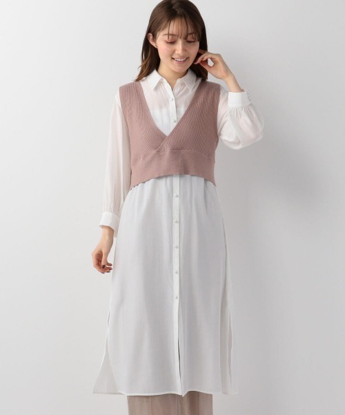 セール ニットベスト付シャツワンピース Mischmasch Mairy ワンピース Misch Masch Mairy ミッシュマッシュメイリー のファッション通販 Zozotown