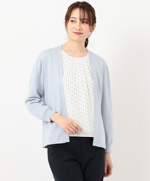 J.PRESS（ジェイプレス）の「【洗える】幾何プリント ツインセット（アンサンブル・レディース・ライトオレンジ系/サックスブルー系/ライトグレー系/ライトグリーン系・LARGE/MEDIUM）」の9枚目の写真