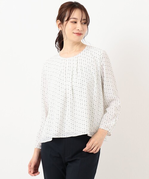 J.PRESS（ジェイプレス）の「【洗える】幾何プリント ツインセット（アンサンブル・レディース・ライトオレンジ系/サックスブルー系/ライトグレー系/ライトグリーン系・LARGE/MEDIUM）」の16枚目の写真