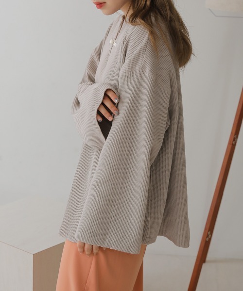 Bab（バブ）の「【WEB限定】チャイナボタンワッフルプルオーバー（Tシャツ/カットソー・レディース・アイボリー/ライトグレー/チャコールグレー/モカ・FREE）」の7枚目の写真