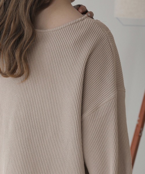 Bab（バブ）の「【WEB限定】チャイナボタンワッフルプルオーバー（Tシャツ/カットソー・レディース・アイボリー/ライトグレー/チャコールグレー/モカ・FREE）」の9枚目の写真