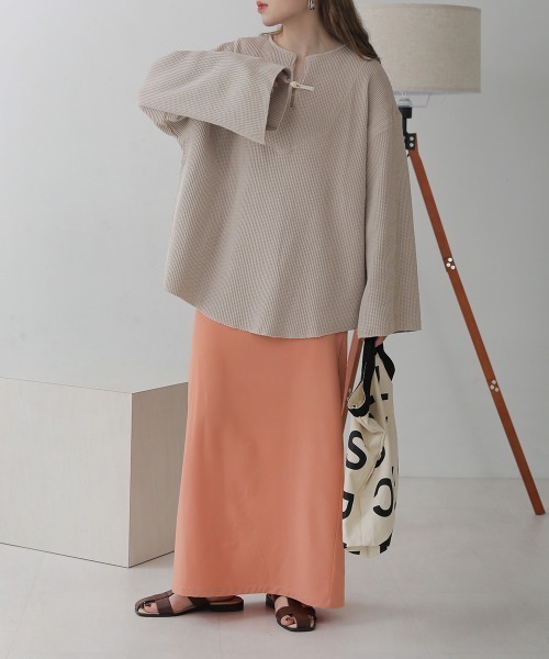 Bab（バブ）の「【WEB限定】チャイナボタンワッフルプルオーバー（Tシャツ/カットソー・レディース・アイボリー/ライトグレー/チャコールグレー/モカ・FREE）」の19枚目の写真