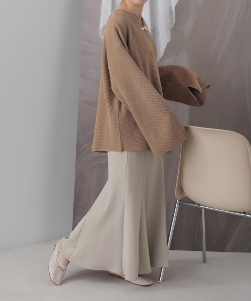 Bab（バブ）の「【WEB限定】チャイナボタンワッフルプルオーバー（Tシャツ/カットソー・レディース・アイボリー/ライトグレー/チャコールグレー/モカ・FREE）」の21枚目の写真