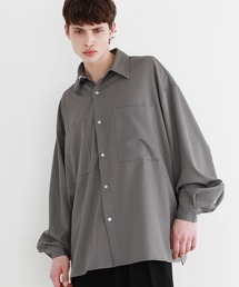 LILL | TRツイルドレープバルーン袖タックオーバーサイズダブルポケット長袖シャツ(シャツ/ブラウス)
