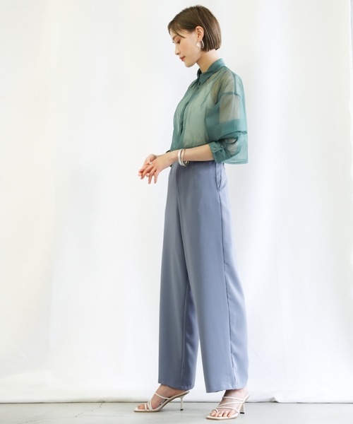 select MOCA(セレクトモカ)の「ハイウエストボタンデザインストレートパンツ(スラックス・レディース・サックスブルー/アイボリー/チェリーレッド・SMALL/MEDIUM)」の17枚目の写真