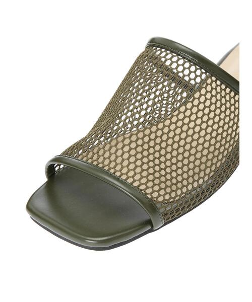 Green Parks(グリーンパークス)の「円柱ヒールメッシュサンダル*(サンダル・レディース・ブラック/ベージュ/カーキ・MEDIUM/LARGE/SMALL)」の11枚目の写真