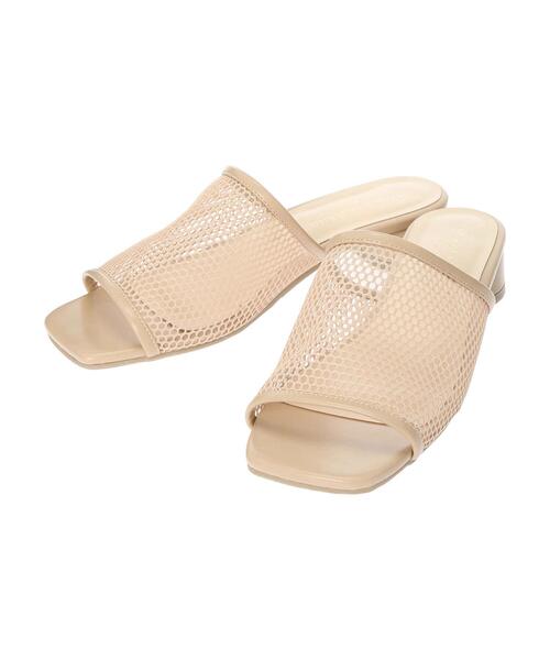 Green Parks(グリーンパークス)の「円柱ヒールメッシュサンダル*(サンダル・レディース・ブラック/ベージュ/カーキ・MEDIUM/LARGE/SMALL)」の15枚目の写真