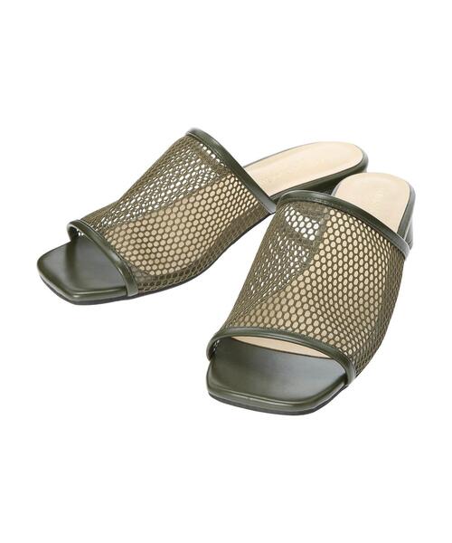 Green Parks(グリーンパークス)の「円柱ヒールメッシュサンダル*(サンダル・レディース・ブラック/ベージュ/カーキ・MEDIUM/LARGE/SMALL)」の16枚目の写真