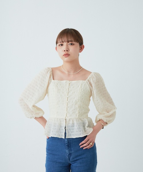 flowriri（フロウリリ）の「flowriri シアーチェックブラウス（シャツ/ブラウス・レディース・アイボリー/ブラック・FREE）」の21枚目の写真