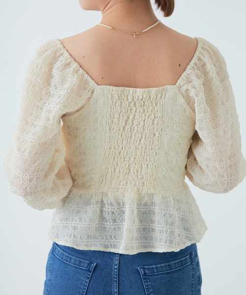 flowriri（フロウリリ）の「flowriri シアーチェックブラウス（シャツ/ブラウス・レディース・アイボリー/ブラック・FREE）」の13枚目の写真