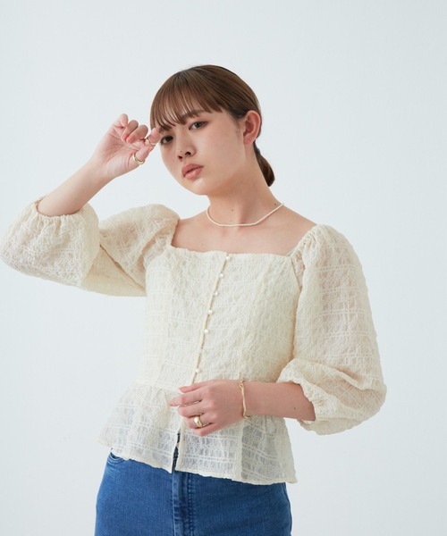 flowriri（フロウリリ）の「flowriri シアーチェックブラウス（シャツ/ブラウス・レディース・アイボリー/ブラック・FREE）」の19枚目の写真