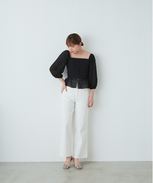 flowriri（フロウリリ）の「flowriri シアーチェックブラウス（シャツ/ブラウス・レディース・アイボリー/ブラック・FREE）」の16枚目の写真