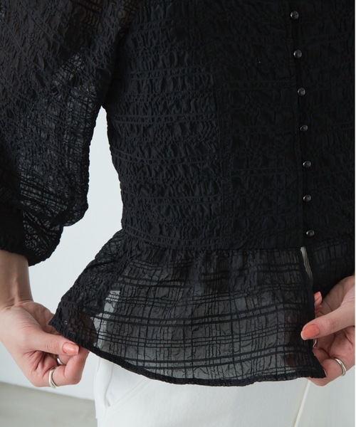 flowriri（フロウリリ）の「flowriri シアーチェックブラウス（シャツ/ブラウス・レディース・アイボリー/ブラック・FREE）」の14枚目の写真