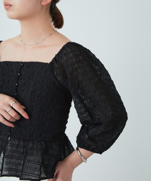 flowriri（フロウリリ）の「flowriri シアーチェックブラウス（シャツ/ブラウス・レディース・アイボリー/ブラック・FREE）」の20枚目の写真