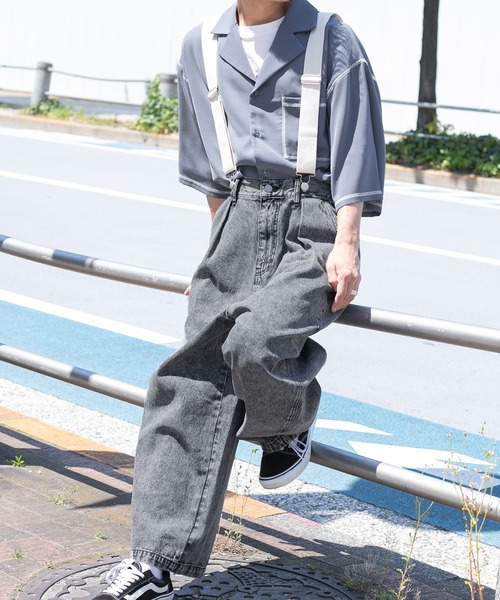 PairPair（ペアペア）の「ワイドデニムパンツ(ユニセックス)（デニムパンツ・メンズ・オフホワイト/サックスブルー/インディゴブルー/ブラック系その他・SMALL/MEDIUM/LARGE）」の11枚目の写真