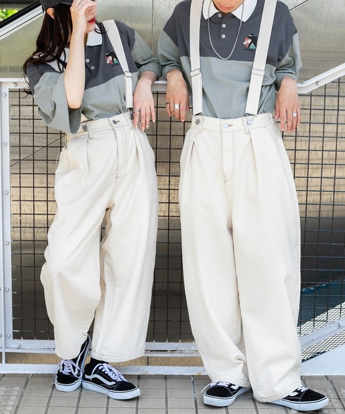 PairPair（ペアペア）の「ワイドデニムパンツ(ユニセックス)（デニムパンツ・メンズ・オフホワイト/サックスブルー/インディゴブルー/ブラック系その他・SMALL/MEDIUM/LARGE）」の14枚目の写真