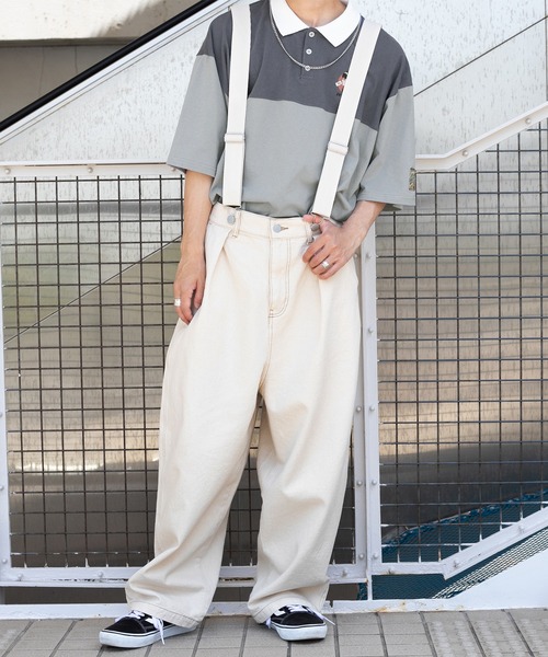 PairPair（ペアペア）の「ワイドデニムパンツ(ユニセックス)（デニムパンツ・メンズ・オフホワイト/サックスブルー/インディゴブルー/ブラック系その他・SMALL/MEDIUM/LARGE）」の21枚目の写真