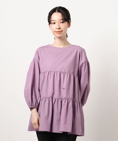 NATURAL BEAUTY BASIC（ナチュラルビューティーベーシック）の「TCティアードブラウス（シャツ/ブラウス・レディース・ブラック/ラベンダー/オフホワイト・MEDIUM/SMALL）」の4枚目の写真