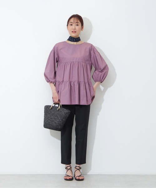 NATURAL BEAUTY BASIC（ナチュラルビューティーベーシック）の「TCティアードブラウス（シャツ/ブラウス・レディース・ブラック/ラベンダー/オフホワイト・MEDIUM/SMALL）」の18枚目の写真