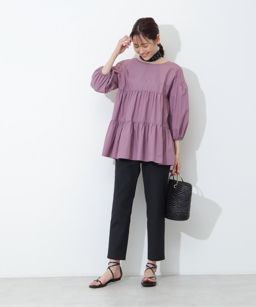 NATURAL BEAUTY BASIC（ナチュラルビューティーベーシック）の「TCティアードブラウス（シャツ/ブラウス・レディース・ブラック/ラベンダー/オフホワイト・MEDIUM/SMALL）」の19枚目の写真