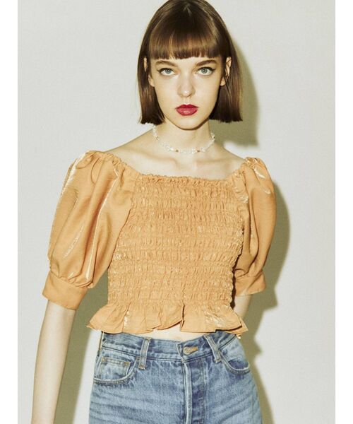 jouetie（ジュエティ）の「タックスリーブスクエアブラウス（シャツ/ブラウス・レディース・オフホワイト/ブラック/オレンジ・MEDIUM）」の3枚目の写真