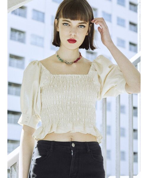 jouetie（ジュエティ）の「タックスリーブスクエアブラウス（シャツ/ブラウス・レディース・オフホワイト/ブラック/オレンジ・MEDIUM）」の17枚目の写真