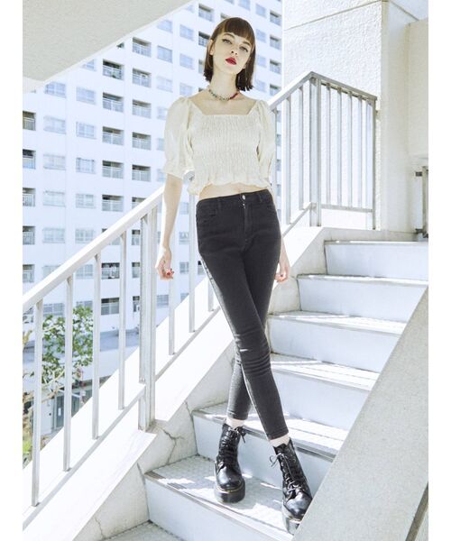 jouetie（ジュエティ）の「タックスリーブスクエアブラウス（シャツ/ブラウス・レディース・オフホワイト/ブラック/オレンジ・MEDIUM）」の15枚目の写真