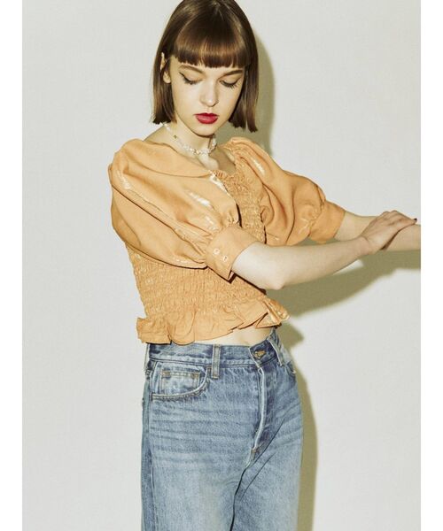 jouetie（ジュエティ）の「タックスリーブスクエアブラウス（シャツ/ブラウス・レディース・オフホワイト/ブラック/オレンジ・MEDIUM）」の11枚目の写真