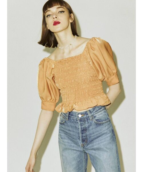 jouetie（ジュエティ）の「タックスリーブスクエアブラウス（シャツ/ブラウス・レディース・オフホワイト/ブラック/オレンジ・MEDIUM）」の5枚目の写真