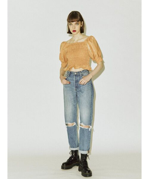 jouetie（ジュエティ）の「タックスリーブスクエアブラウス（シャツ/ブラウス・レディース・オフホワイト/ブラック/オレンジ・MEDIUM）」の16枚目の写真