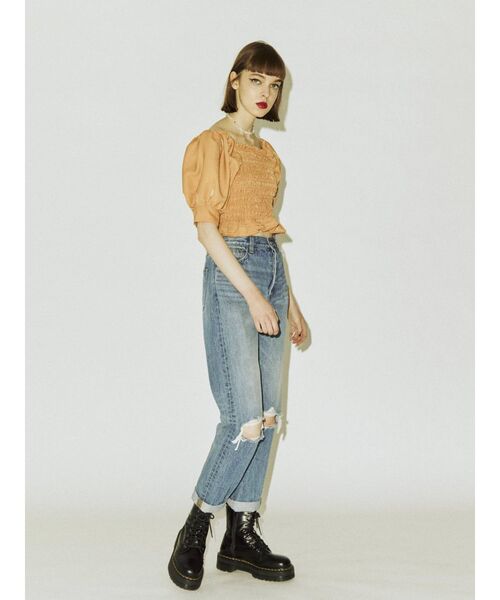 jouetie（ジュエティ）の「タックスリーブスクエアブラウス（シャツ/ブラウス・レディース・オフホワイト/ブラック/オレンジ・MEDIUM）」の7枚目の写真