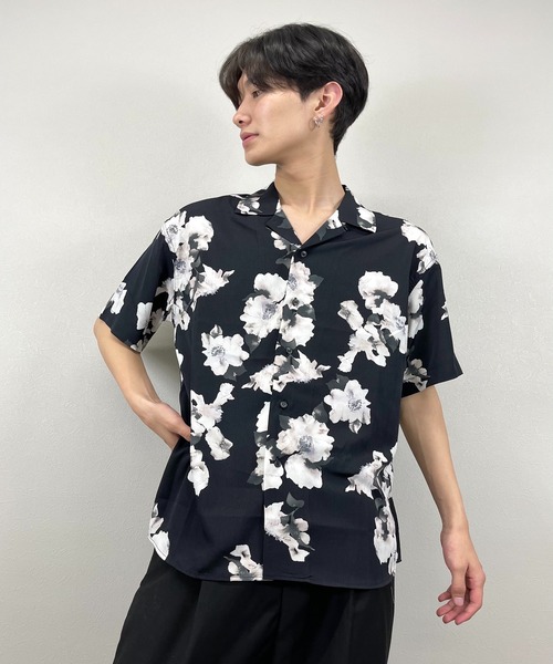 ASTRAL（アストラル）の「【ASTRAL】flower pattern open collar shirt（シャツ/ブラウス・メンズ・ホワイト/ブラック・ONE SIZE）」の14枚目の写真