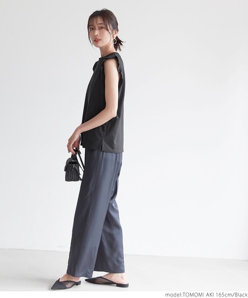 coca（coca）（コカ）の「肩フリルコットンノースリーブ（タンクトップ・レディース・ホワイト/ブラック/ベージュ・ONE SIZE）」の15枚目の写真