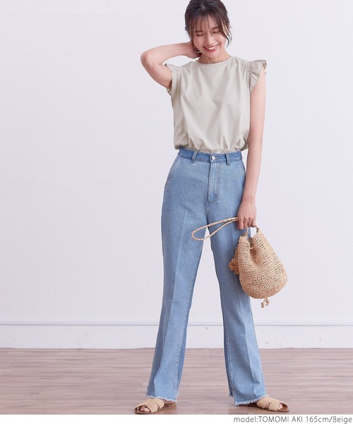 coca（coca）（コカ）の「肩フリルコットンノースリーブ（タンクトップ・レディース・ホワイト/ブラック/ベージュ・ONE SIZE）」の11枚目の写真