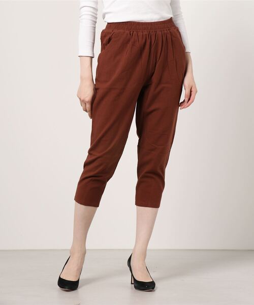 SFW（エスエフダブリュー）の「薄手ガウチョパンツ リネンパンツ 九分丈（その他パンツ・レディース・ブラック/ベージュ/イエロー/オレンジ/ブラウン系・LL/3L/4L/5L/M/L）」の7枚目の写真
