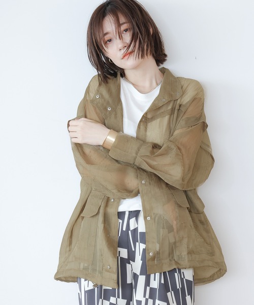 A part by（アパートバイ）の「Poシアーシャツブルゾン　952593（シャツ/ブラウス・レディース・ライトグレー/ベージュ/カーキ・FREE）」の3枚目の写真