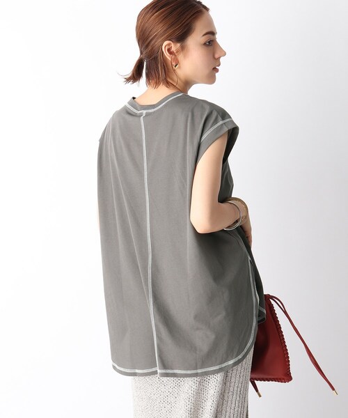 OPAQUE.CLIP（オペークドットクリップ）の「◆強撚ノースリ配色ステッチT（Tシャツ/カットソー・レディース・ホワイト系/ガンメタ/ブラック/ライトパープル・36/38/40）」の4枚目の写真