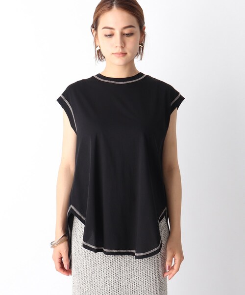 OPAQUE.CLIP（オペークドットクリップ）の「◆強撚ノースリ配色ステッチT（Tシャツ/カットソー・レディース・ホワイト系/ガンメタ/ブラック/ライトパープル・36/38/40）」の5枚目の写真