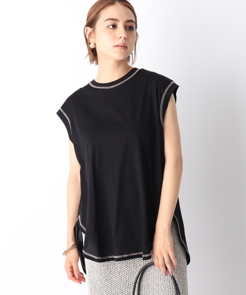 OPAQUE.CLIP（オペークドットクリップ）の「◆強撚ノースリ配色ステッチT（Tシャツ/カットソー・レディース・ホワイト系/ガンメタ/ブラック/ライトパープル・36/38/40）」の20枚目の写真