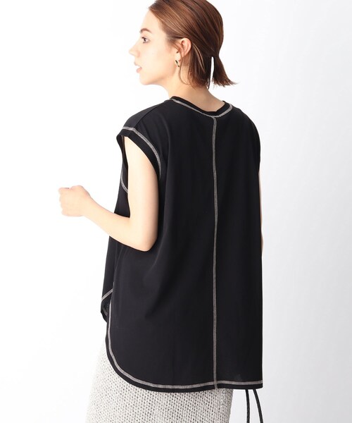 OPAQUE.CLIP（オペークドットクリップ）の「◆強撚ノースリ配色ステッチT（Tシャツ/カットソー・レディース・ホワイト系/ガンメタ/ブラック/ライトパープル・36/38/40）」の16枚目の写真