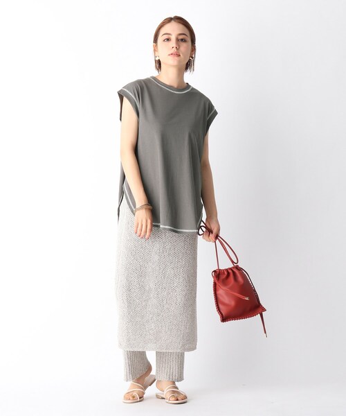 OPAQUE.CLIP（オペークドットクリップ）の「◆強撚ノースリ配色ステッチT（Tシャツ/カットソー・レディース・ホワイト系/ガンメタ/ブラック/ライトパープル・36/38/40）」の14枚目の写真