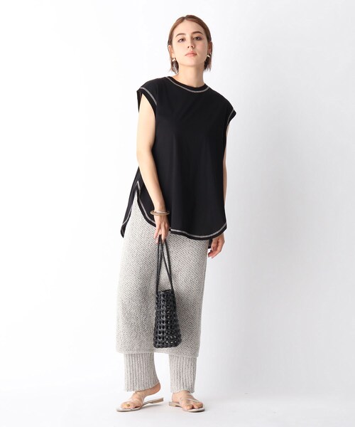 OPAQUE.CLIP（オペークドットクリップ）の「◆強撚ノースリ配色ステッチT（Tシャツ/カットソー・レディース・ホワイト系/ガンメタ/ブラック/ライトパープル・36/38/40）」の21枚目の写真