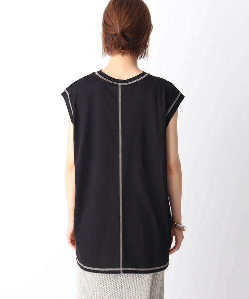 OPAQUE.CLIP（オペークドットクリップ）の「◆強撚ノースリ配色ステッチT（Tシャツ/カットソー・レディース・ホワイト系/ガンメタ/ブラック/ライトパープル・36/38/40）」の19枚目の写真