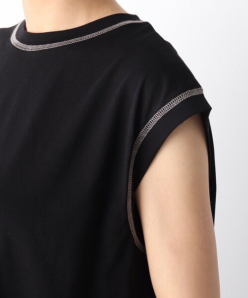 OPAQUE.CLIP（オペークドットクリップ）の「◆強撚ノースリ配色ステッチT（Tシャツ/カットソー・レディース・ホワイト系/ガンメタ/ブラック/ライトパープル・36/38/40）」の11枚目の写真