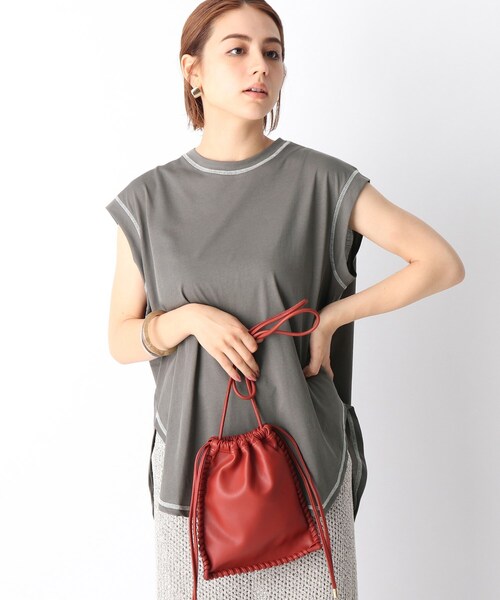 OPAQUE.CLIP（オペークドットクリップ）の「◆強撚ノースリ配色ステッチT（Tシャツ/カットソー・レディース・ホワイト系/ガンメタ/ブラック/ライトパープル・36/38/40）」の22枚目の写真