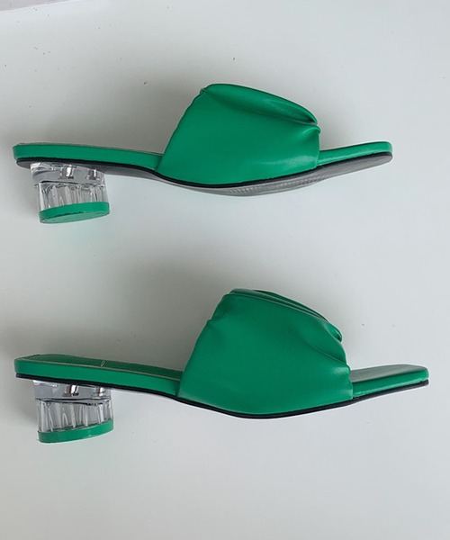 SMILE ORCHID（スマイルオーキッド）の「スクエアトゥ＆クリアヒールサンダル（サンダル・レディース・ホワイト/ブラック/グリーン・38/39/37）」の3枚目の写真