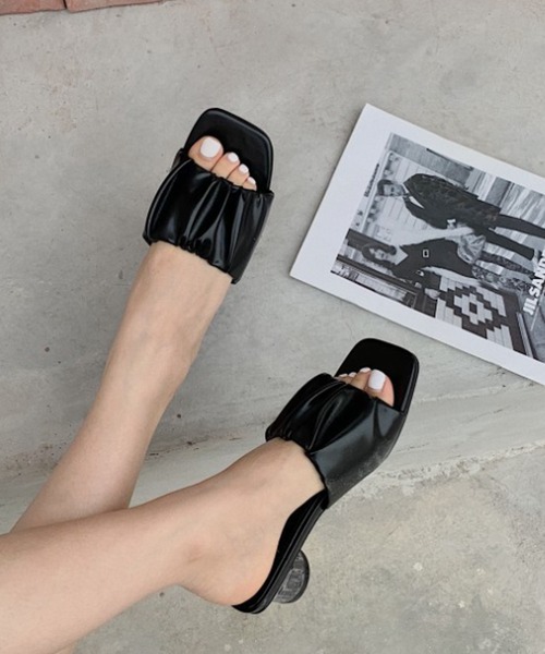 SMILE ORCHID（スマイルオーキッド）の「スクエアトゥ＆クリアヒールサンダル（サンダル・レディース・ホワイト/ブラック/グリーン・38/39/37）」の8枚目の写真