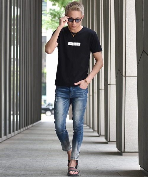 JOKER(ジョーカー)の「【JOKER】バックペイズリー&ハートロゴ柄半袖Tシャツ(Tシャツ/カットソー・メンズ・ホワイト/ブラック・M/XL/L)」の4枚目の写真