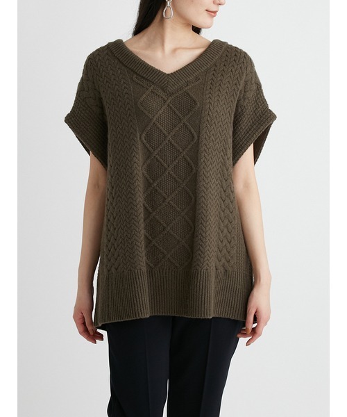 Vネックケーブル編ニットベスト ニット セーター Owen ミラオーウェン のニット セーター Vネックケーブル編ニットベスト 09wnt を購入できます Mila Mila トップス ニット セーター Owen ミラオーウェン のファッション